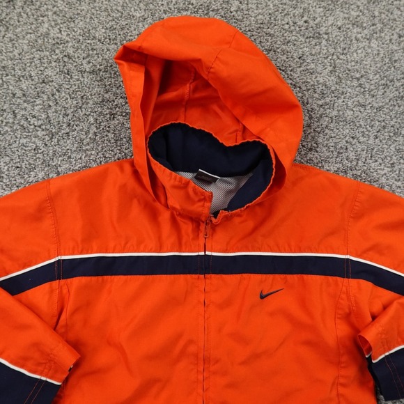 VTG Nike Jacket Boys 7 Orange Swoosh Windbreaker Sports Hood Coat Youth Kids Y2K - Picture 4 of 13